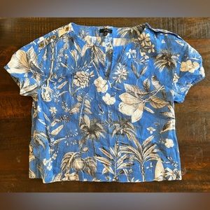 J. Crew linen blouse with tropical print
